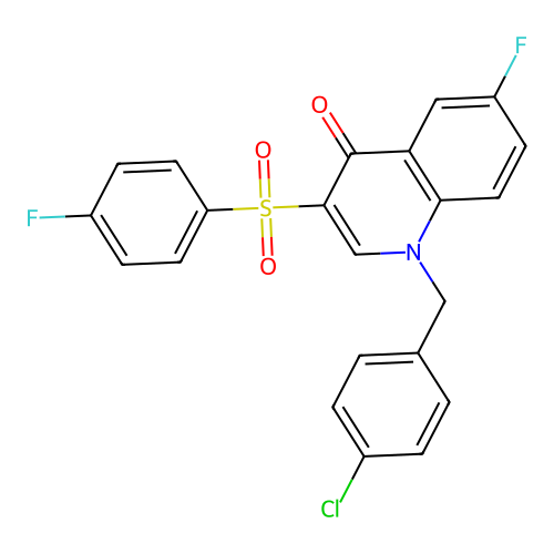 1-[(4-Chlorophenyl)methyl]-6-fluoro-3-(4-fluorophenyl)sulfonylquinolin-4-one structure