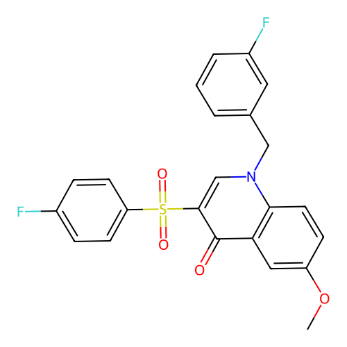 1-[(3-Fluorophenyl)methyl]-3-(4-fluorophenyl)sulfonyl-6-methoxyquinolin-4-one structure