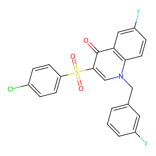 3-(4-Chlorophenyl)sulfonyl-6-fluoro-1-[(3-fluorophenyl)methyl]quinolin-4-one structure