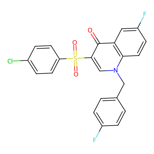 3-(4-Chlorophenyl)sulfonyl-6-fluoro-1-[(4-fluorophenyl)methyl]quinolin-4-one structure