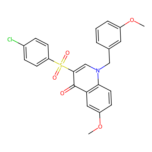 3-(4-Chlorophenyl)sulfonyl-6-methoxy-1-[(3-methoxyphenyl)methyl]quinolin-4-one structure
