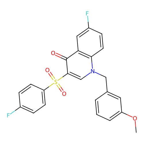 6-Fluoro-3-(4-fluorophenyl)sulfonyl-1-[(3-methoxyphenyl)methyl]quinolin-4-one structure