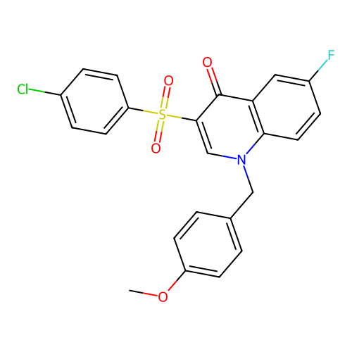 3-(4-Chlorophenyl)sulfonyl-6-fluoro-1-[(4-methoxyphenyl)methyl]quinolin-4-one structure