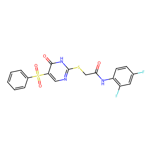 2-{[5-(benzenesulfonyl)-6-oxo-1,6-dihydropyrimidin-2-yl]sulfanyl}-N-(2,4-difluorophenyl)acetamide structure