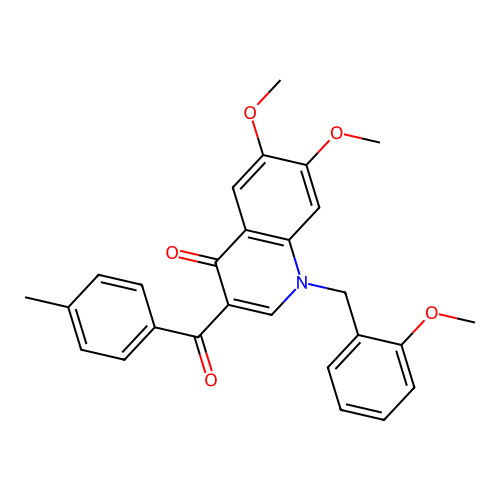 6,7-Dimethoxy-1-[(2-methoxyphenyl)methyl]-3-(4-methylbenzoyl)quinolin-4-one structure