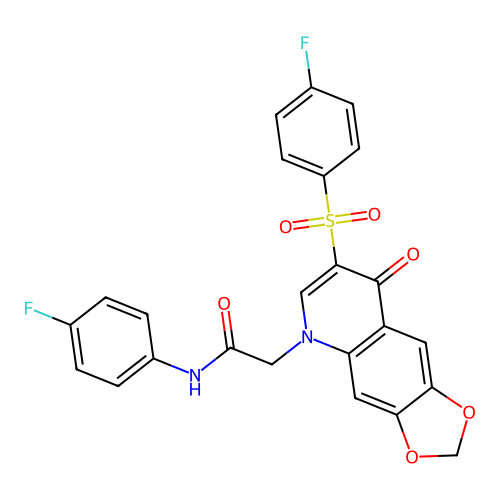2-[7-(4-fluorobenzenesulfonyl)-8-oxo-2H,5H,8H-[1,3]dioxolo[4,5-g]quinolin-5-yl]-N-(4-fluorophenyl)acetamide structure