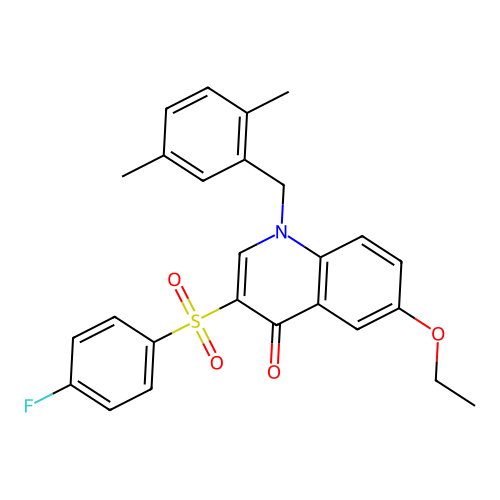 1-[(2,5-Dimethylphenyl)methyl]-6-ethoxy-3-(4-fluorophenyl)sulfonylquinolin-4-one structure