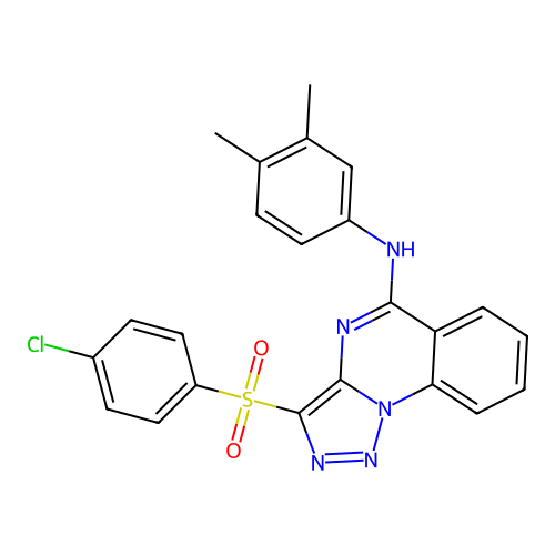 3-[(4-chlorophenyl)sulfonyl]-N-(3,4-dimethylphenyl)[1,2,3]triazolo[1,5-a]quinazolin-5-amine structure