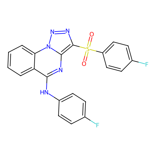 N-(4-fluorophenyl)-3-(4-fluorophenyl)sulfonyltriazolo[1,5-a]quinazolin-5-amine structure