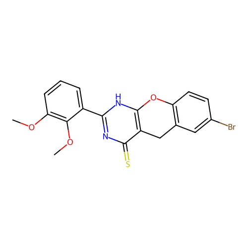 7-bromo-2-(2,3-dimethoxyphenyl)-3H-chromeno[2,3-d]pyrimidine-4(5H)-thione structure