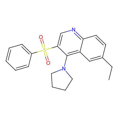 3-(Benzenesulfonyl)-6-ethyl-4-(pyrrolidin-1-yl)quinoline structure