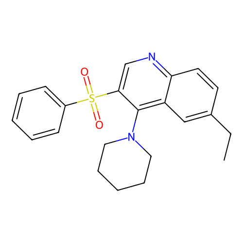 3-(Benzenesulfonyl)-6-ethyl-4-piperidin-1-ylquinoline structure