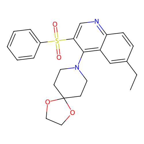 8-[3-(Benzenesulfonyl)-6-ethylquinolin-4-yl]-1,4-dioxa-8-azaspiro[4.5]decane structure
