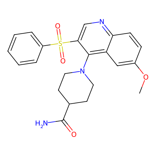 1-[3-(Benzenesulfonyl)-6-methoxyquinolin-4-yl]piperidine-4-carboxamide structure