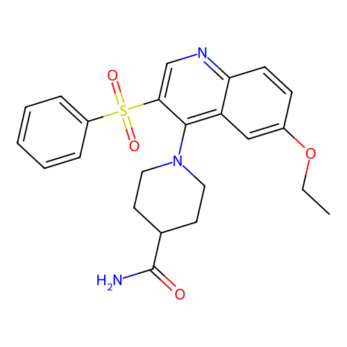 1-[3-(Benzenesulfonyl)-6-ethoxyquinolin-4-yl]piperidine-4-carboxamide structure