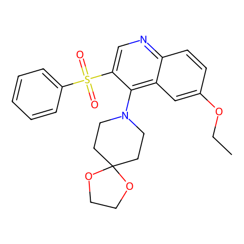 8-[3-(Benzenesulfonyl)-6-ethoxyquinolin-4-yl]-1,4-dioxa-8-azaspiro[4.5]decane structure
