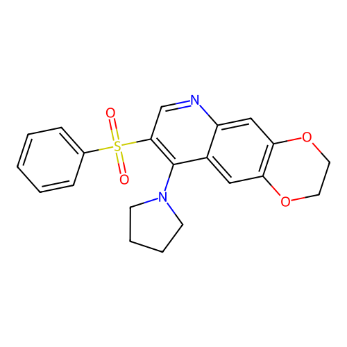 1-[8-(benzenesulfonyl)-2H,3H-[1,4]dioxino[2,3-g]quinolin-9-yl]pyrrolidine structure