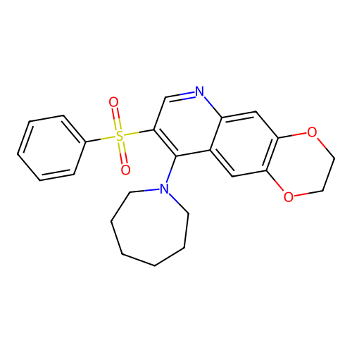 1-[8-(benzenesulfonyl)-2H,3H-[1,4]dioxino[2,3-g]quinolin-9-yl]azepane structure