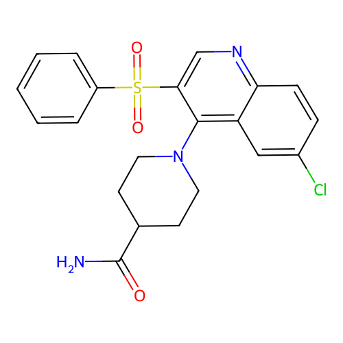 1-[3-(Benzenesulfonyl)-6-chloroquinolin-4-yl]piperidine-4-carboxamide structure