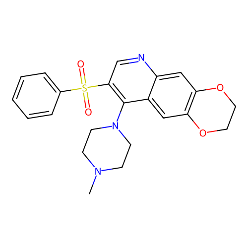 1-[8-(benzenesulfonyl)-2H,3H-[1,4]dioxino[2,3-g]quinolin-9-yl]-4-methylpiperazine structure