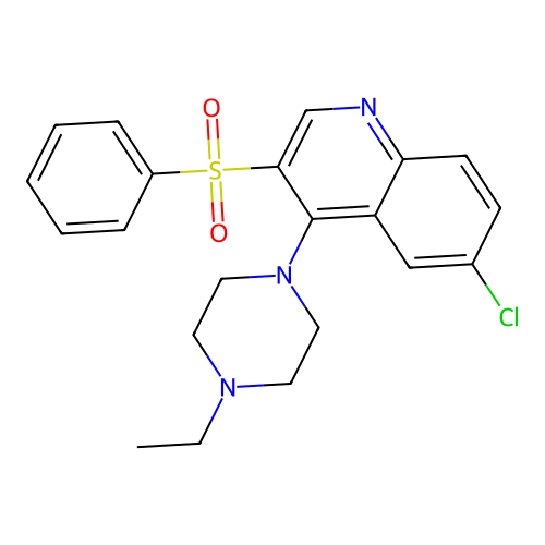 3-(Benzenesulfonyl)-6-chloro-4-(4-ethylpiperazin-1-yl)quinoline structure