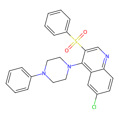 3-(Benzenesulfonyl)-6-chloro-4-(4-phenylpiperazin-1-yl)quinoline structure