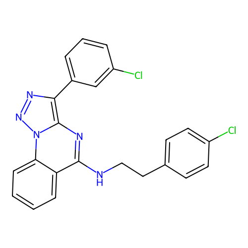 3-(3-chlorophenyl)-N-[2-(4-chlorophenyl)ethyl]triazolo[1,5-a]quinazolin-5-amine structure