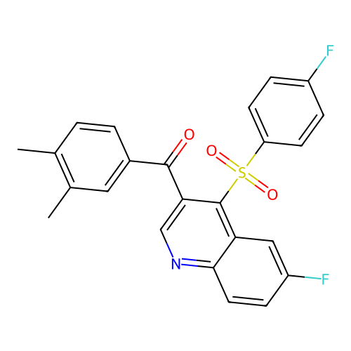 (3,4-Dimethylphenyl)-[6-fluoro-4-(4-fluorophenyl)sulfonylquinolin-3-yl]methanone structure