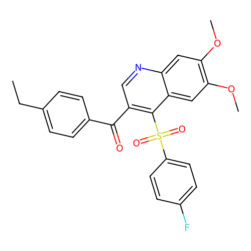 (4-Ethylphenyl)-[4-(4-fluorophenyl)sulfonyl-6,7-dimethoxyquinolin-3-yl]methanone structure