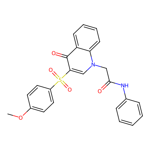 2-[3-(4-methoxyphenyl)sulfonyl-4-oxoquinolin-1-yl]-N-phenylacetamide structure