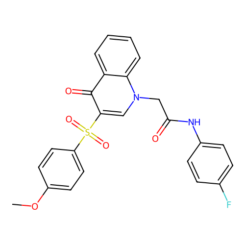 N-(4-fluorophenyl)-2-[3-(4-methoxyphenyl)sulfonyl-4-oxoquinolin-1-yl]acetamide structure