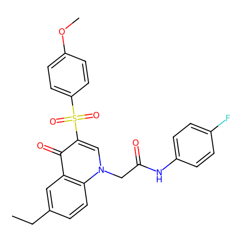 2-[6-ethyl-3-(4-methoxybenzenesulfonyl)-4-oxo-1,4-dihydroquinolin-1-yl]-N-(4-fluorophenyl)acetamide structure
