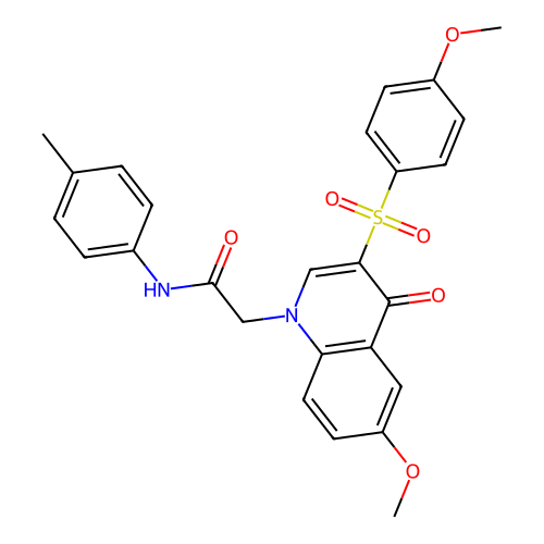 2-[6-methoxy-3-(4-methoxybenzenesulfonyl)-4-oxo-1,4-dihydroquinolin-1-yl]-N-(4-methylphenyl)acetamide structure
