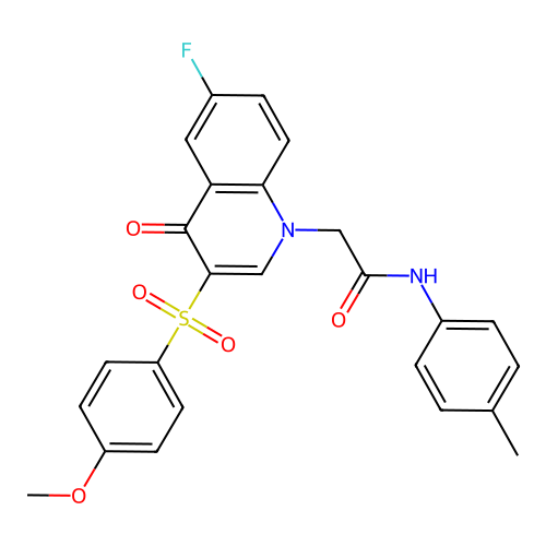 2-[6-fluoro-3-(4-methoxybenzenesulfonyl)-4-oxo-1,4-dihydroquinolin-1-yl]-N-(4-methylphenyl)acetamide structure