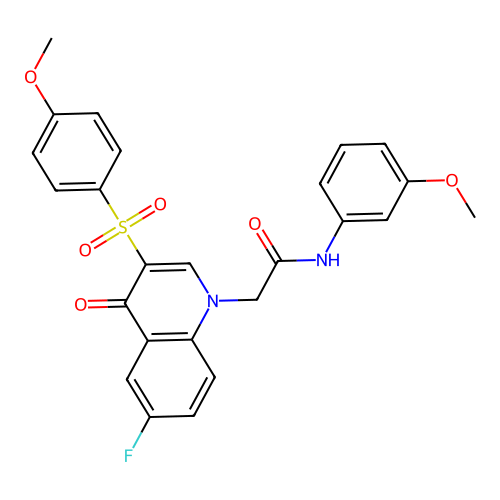 2-[6-fluoro-3-(4-methoxybenzenesulfonyl)-4-oxo-1,4-dihydroquinolin-1-yl]-N-(3-methoxyphenyl)acetamide structure