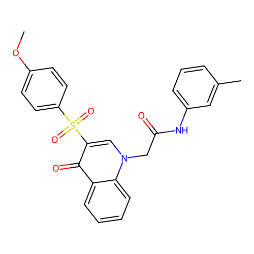 2-[3-(4-methoxyphenyl)sulfonyl-4-oxoquinolin-1-yl]-N-(3-methylphenyl)acetamide structure