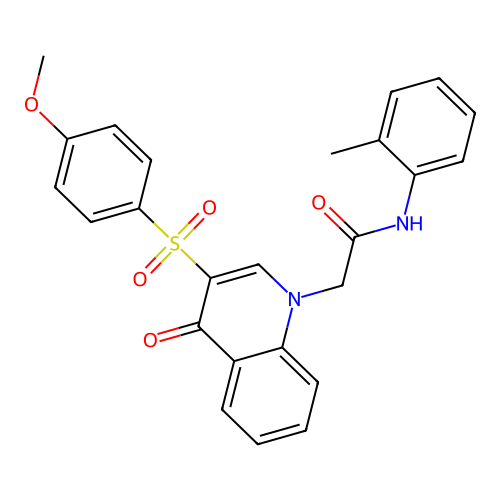 2-[3-(4-methoxyphenyl)sulfonyl-4-oxoquinolin-1-yl]-N-(2-methylphenyl)acetamide structure