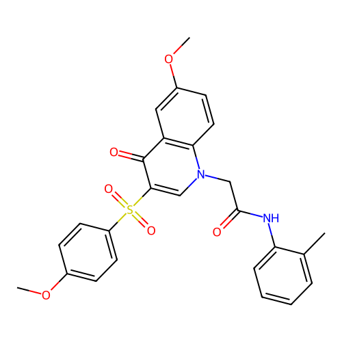 2-[6-methoxy-3-(4-methoxybenzenesulfonyl)-4-oxo-1,4-dihydroquinolin-1-yl]-N-(2-methylphenyl)acetamide structure