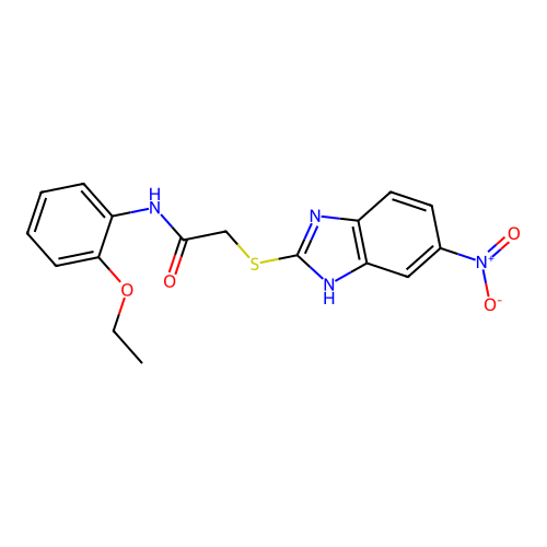 N-(2-ethoxyphenyl)-2-[(5-nitro-1H-benzimidazol-2-yl)sulfanyl]acetamide structure