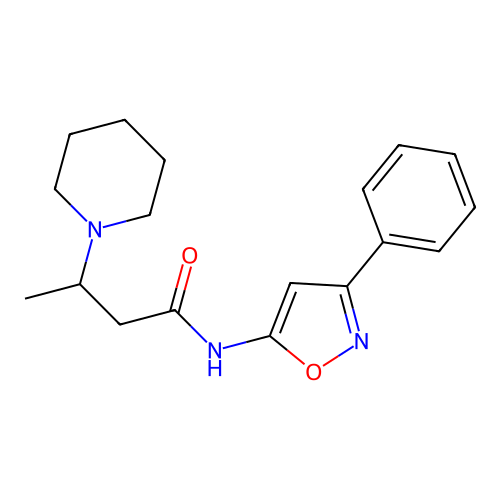 1-Piperidinepropanamide, beta-methyl-N-(3-phenyl-5-isoxazolyl)- structure