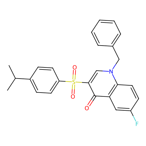 1-Benzyl-6-fluoro-3-(4-propan-2-ylphenyl)sulfonylquinolin-4-one structure