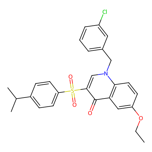 1-(3-chlorobenzyl)-6-ethoxy-3-((4-isopropylphenyl)sulfonyl)quinolin-4(1H)-one structure