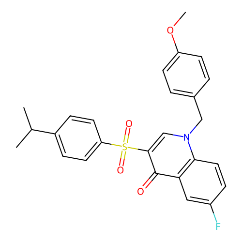 6-fluoro-3-((4-isopropylphenyl)sulfonyl)-1-(4-methoxybenzyl)quinolin-4(1H)-one structure