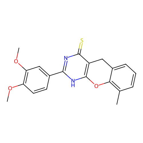 2-(3,4-dimethoxyphenyl)-9-methyl-3H-chromeno[2,3-d]pyrimidine-4(5H)-thione structure