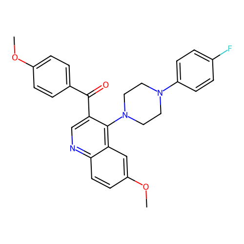 4-[4-(4-Fluorophenyl)piperazin-1-yl]-6-methoxy-3-(4-methoxybenzoyl)quinoline structure