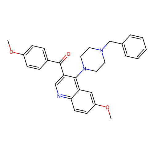 (4-(4-Benzylpiperazin-1-yl)-6-methoxyquinolin-3-yl)(4-methoxyphenyl)methanone structure