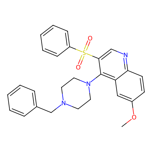 3-(Benzenesulfonyl)-4-(4-benzylpiperazin-1-yl)-6-methoxyquinoline structure
