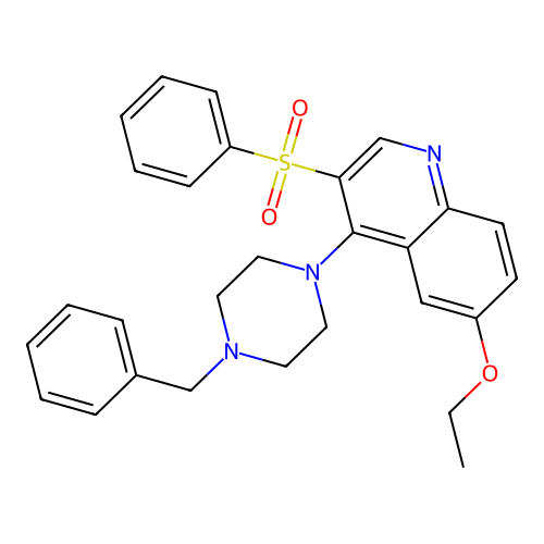 3-(Benzenesulfonyl)-4-(4-benzylpiperazin-1-yl)-6-ethoxyquinoline structure
