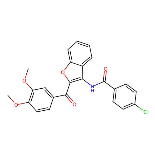 4-chloro-N-[2-(3,4-dimethoxybenzoyl)-1-benzofuran-3-yl]benzamide structure