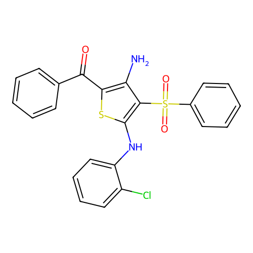 5-BENZOYL-3-(BENZENESULFONYL)-N2-(2-CHLOROPHENYL)THIOPHENE-2,4-DIAMINE structure
